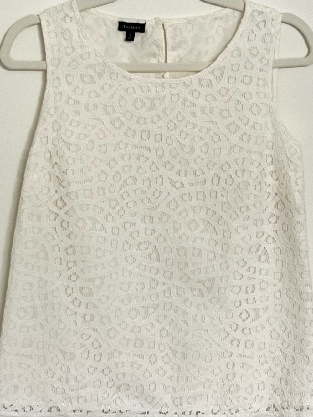 Talbots Women’s Cream Fully Lined Lace Sleeveless Shell Top Size 6